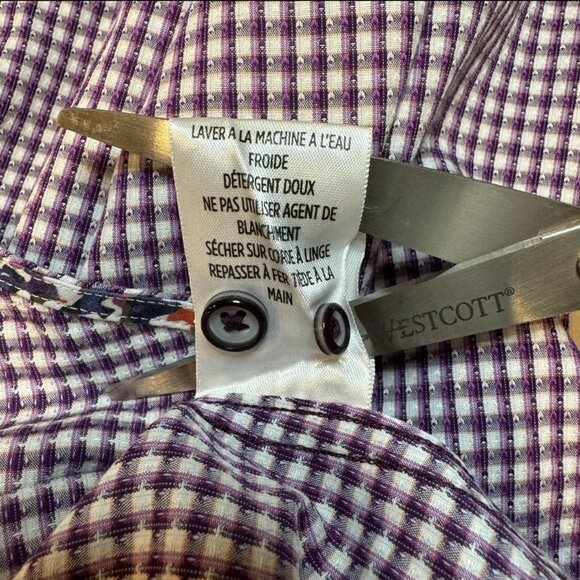 Robert Graham Purple Gingham Check Classic Fit Flip Cuff Button Up Shirt Men 2XL - Picture 6 of 9